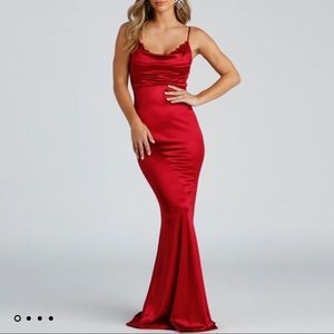 Shakira cowl neck lace mermaid prom/formal dress